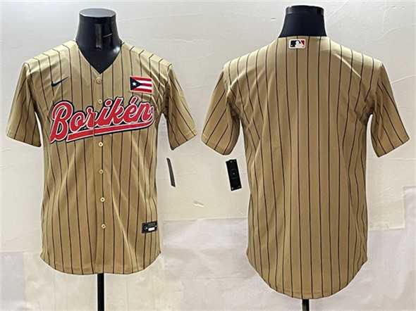 Mens Puerto Rico Blank Tan 2023 World Baseball Classic Stitched Jersey->2023 world baseball classic->MLB Jersey